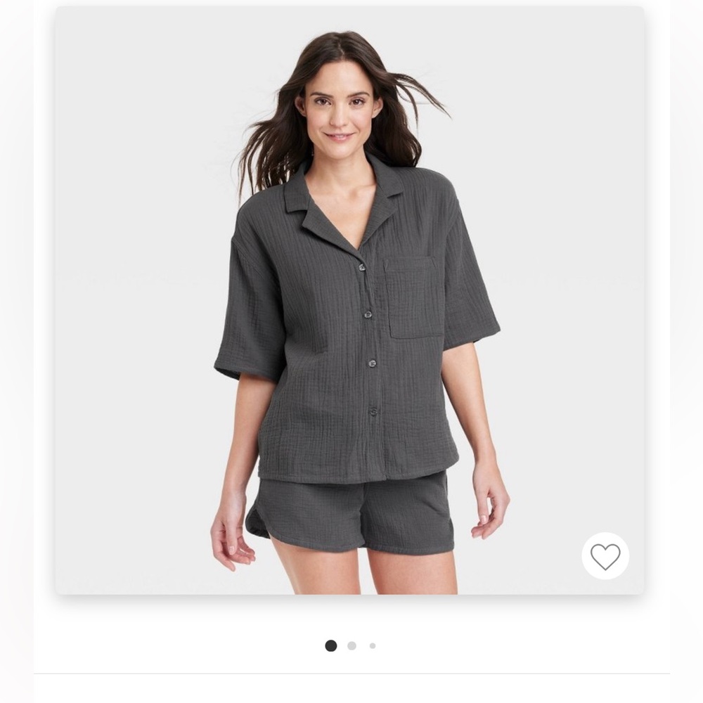 NWT Women's 100% Cotton Gauze Top - Stars Above Charcoal Gray S
